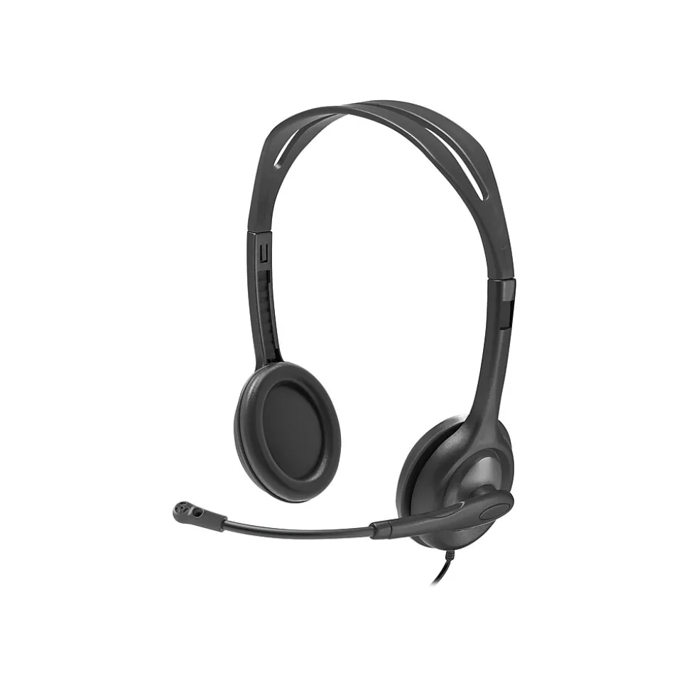 H111 For EDU Wired 3.5mm Stereo Computer On Ear Headset, Graphite (981-000999) | Logitech New