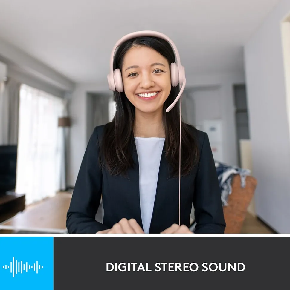 H390 Wired Headset For PC/Laptop, Rose Noise Canceling Stereo Computer Headset, USB-A (981-001280) | Logitech Sale
