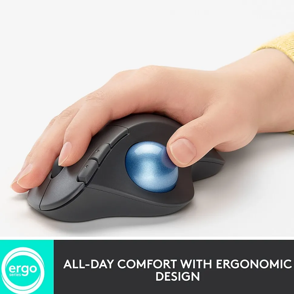 M575 Wireless Ergonomic Trackball Bluetooth & USB Mouse, (910-005869) | Logitech Online