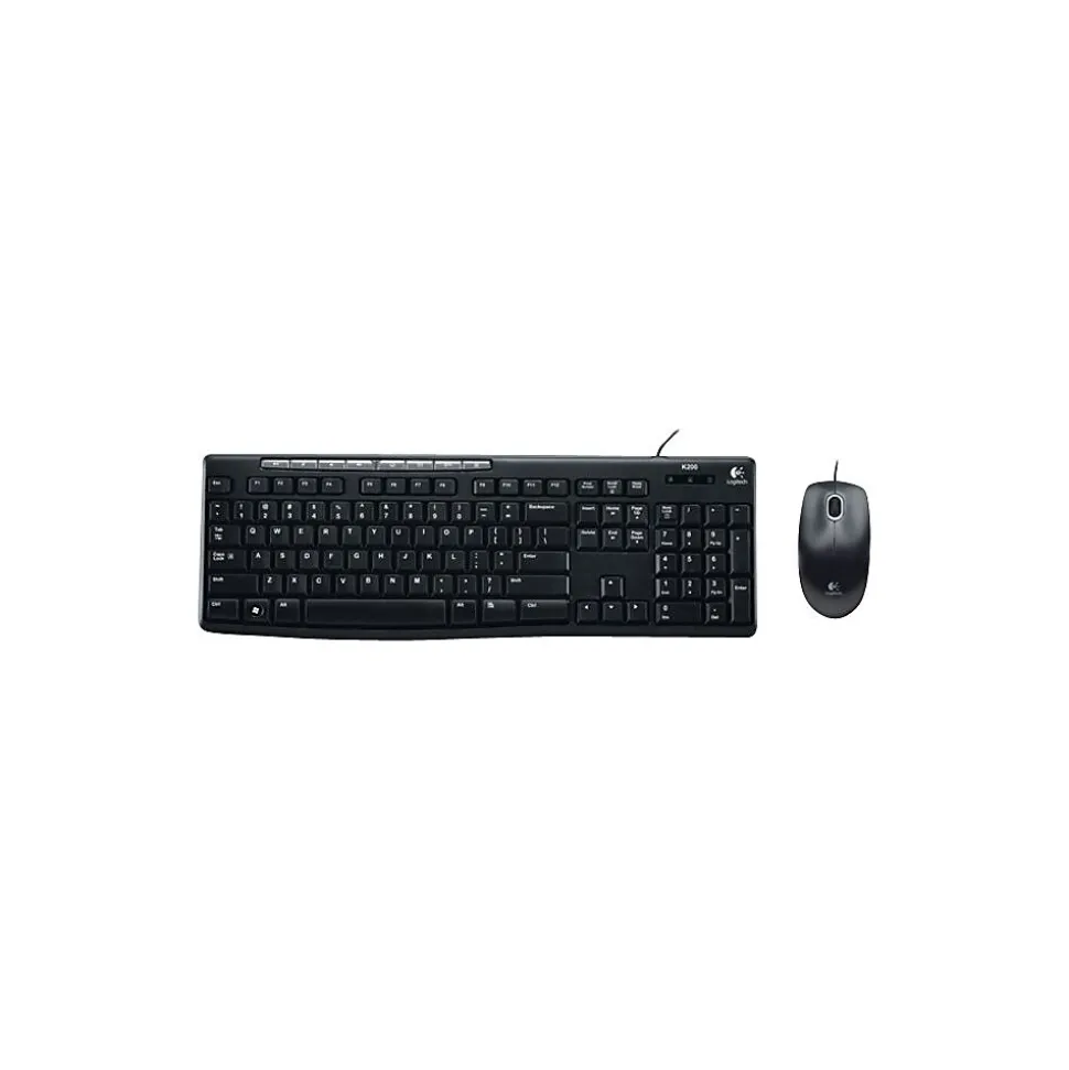 Media Combo MK200 Ergonomic Keyboard and Mouse, Black (920-002714) | Logitech Flash Sale