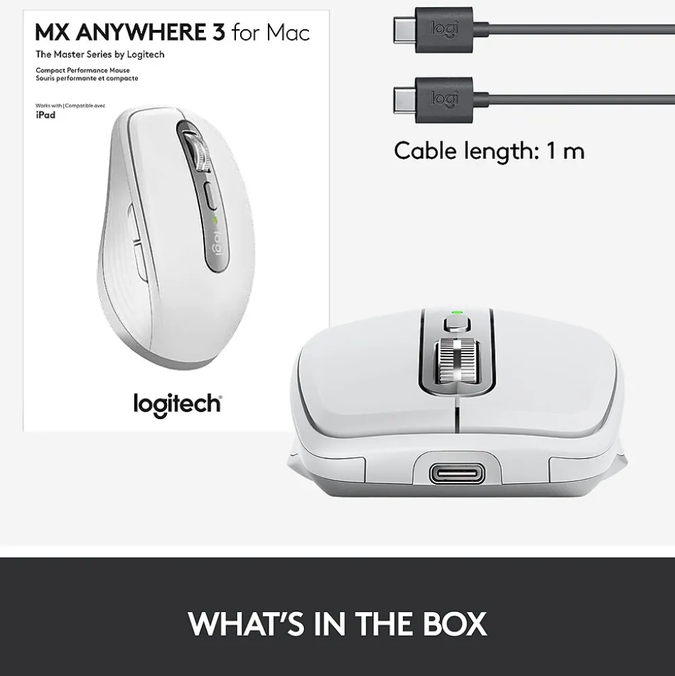 MX Anywhere 3 for Mac Ergonomic Wireless Laser Mouse, Pale Gray (910-005899) | Logitech Flash Sale
