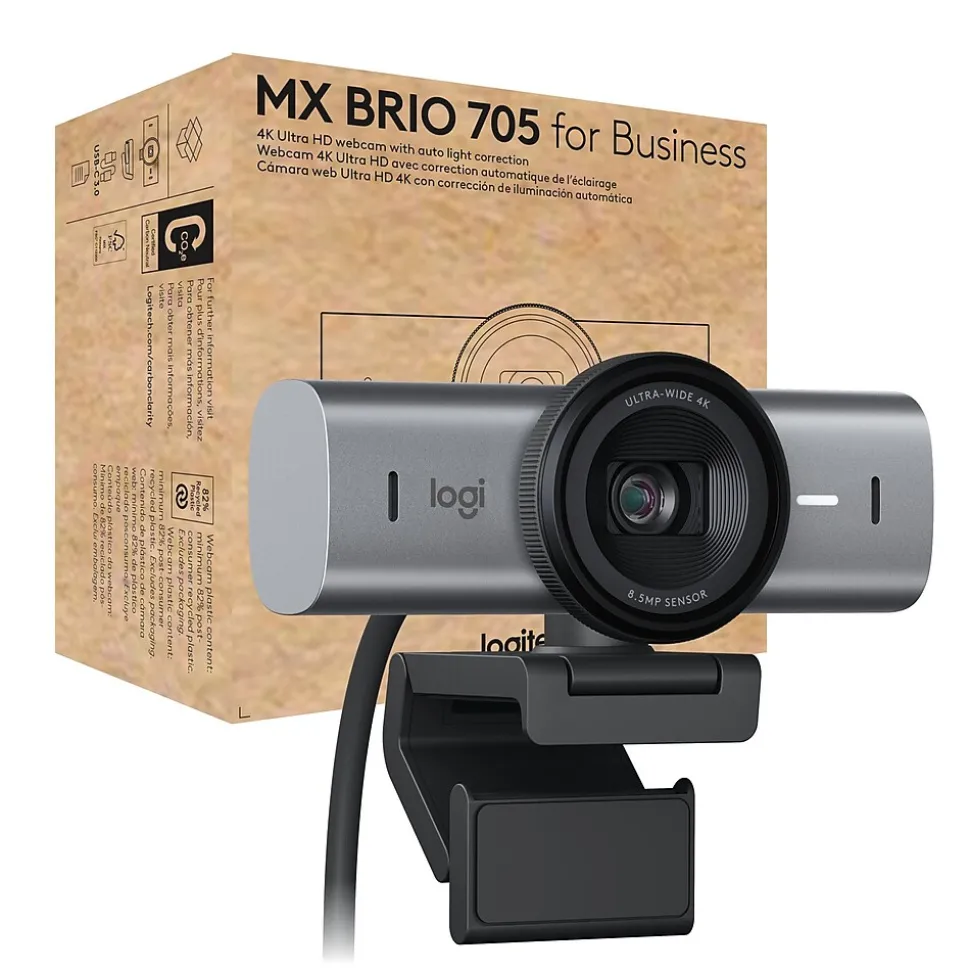 MX BRIO 705 4K Webcam, 8.5 Megapixel (960-001529) | Logitech New