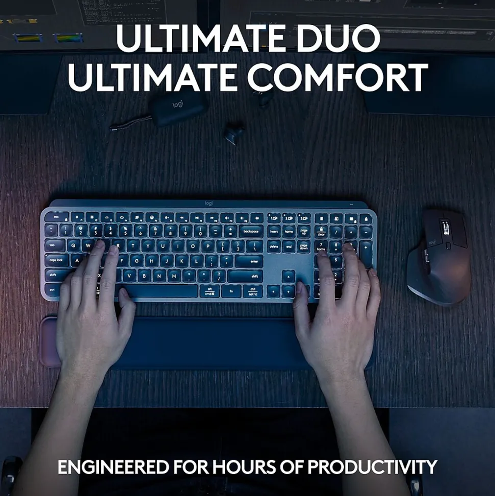 MX Keys S Wireless Ergonomic Keyboard and Optical Mouse Combo, Black (920-012274) | Logitech New