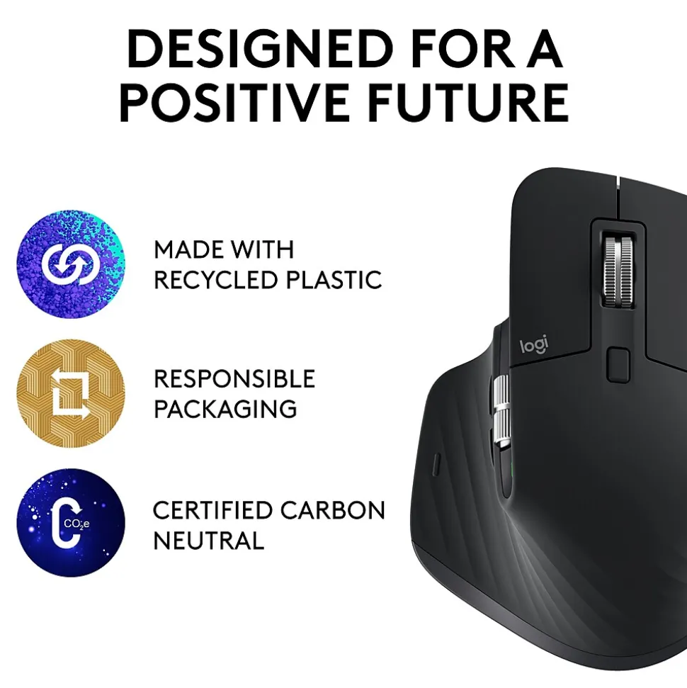 MX Master 3S Wireless Ergonomic Optical Bluetooth & USB Mouse, Black (910-006556) | Logitech Flash Sale