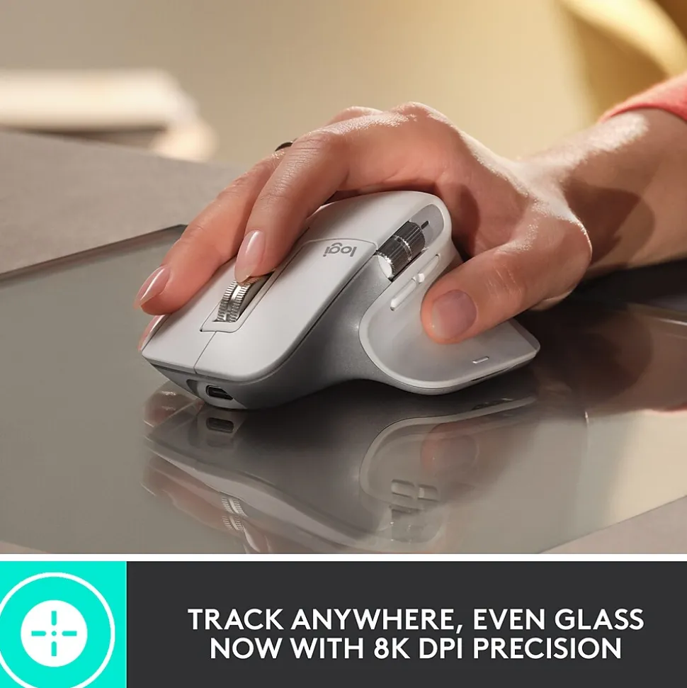MX Master 3S Wireless Ergonomic Optical Bluetooth & USB Mouse, Pale Gray (910-006558) | Logitech Hot