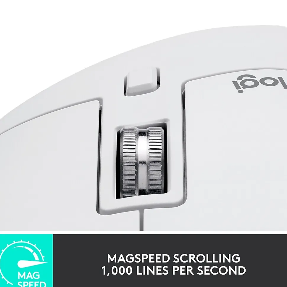 MX Master 3S Wireless Ergonomic Optical Bluetooth & USB Mouse, Pale Gray (910-006558) | Logitech Hot