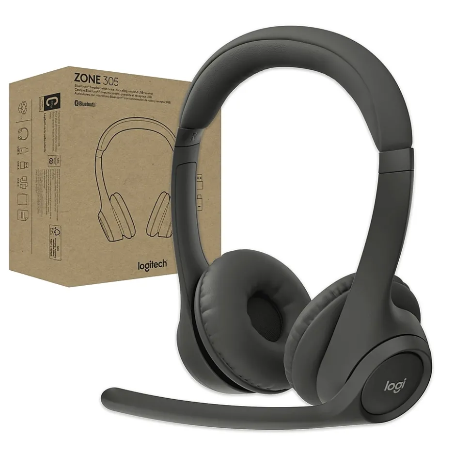 Zone 305 Wireless Noise Canceling Bluetooth Headset, Black (981-001452) | Logitech Hot