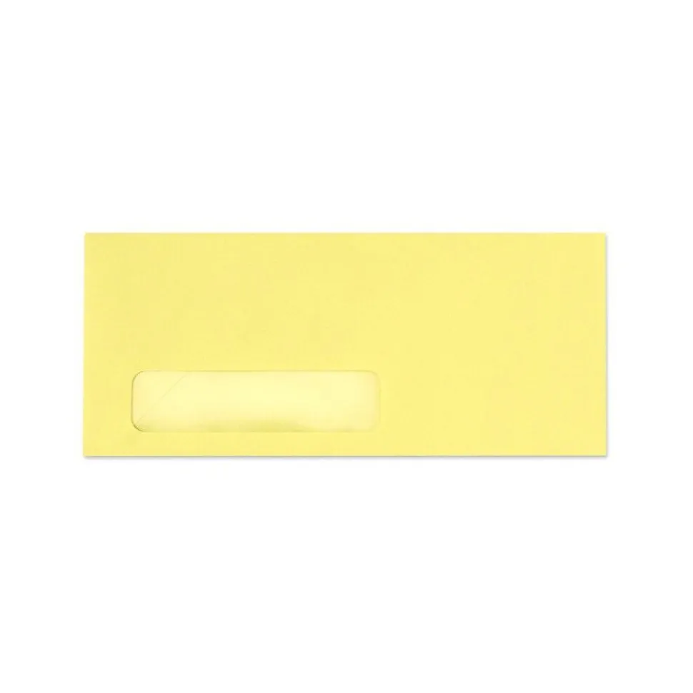 #10 (4 1/8" x 9 1/2") Window Envelopes, Pastel Canary Yellow, 500/BX | LUX Discount