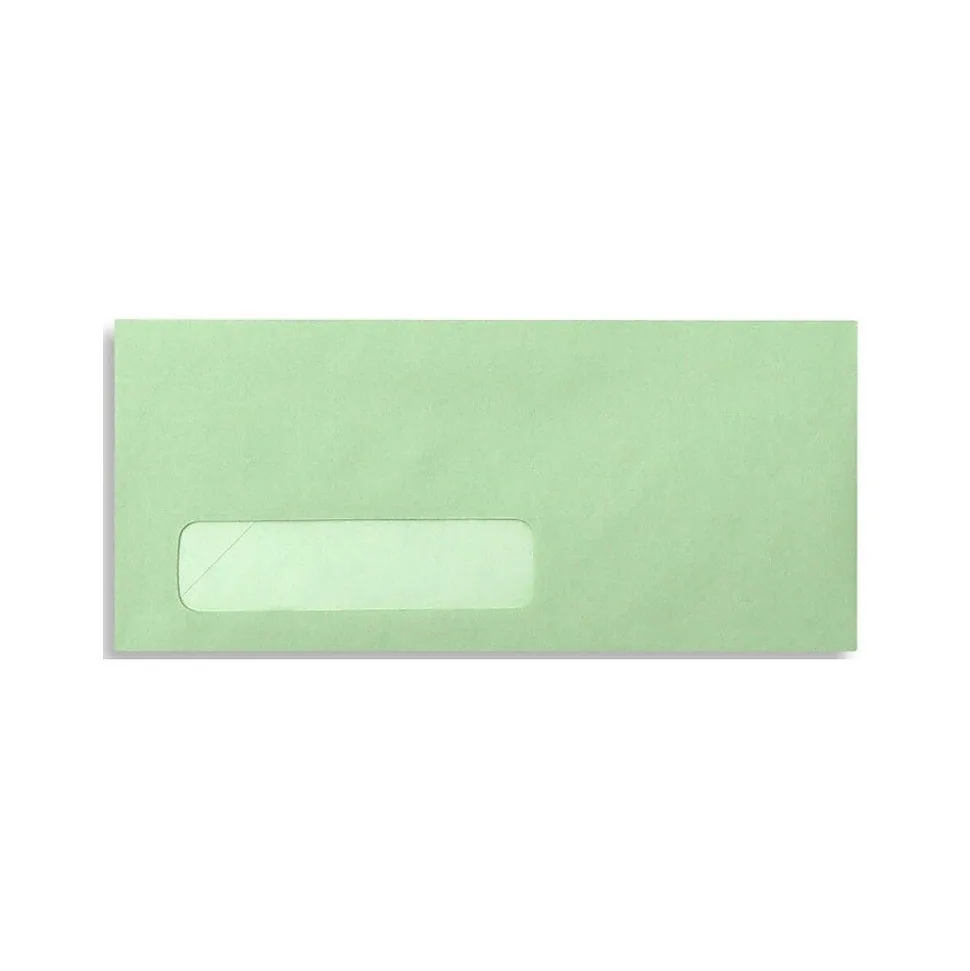 #10 (4 1/8" x 9 1/2") Window Envelopes, Pastel Green, 500/BX | LUX New