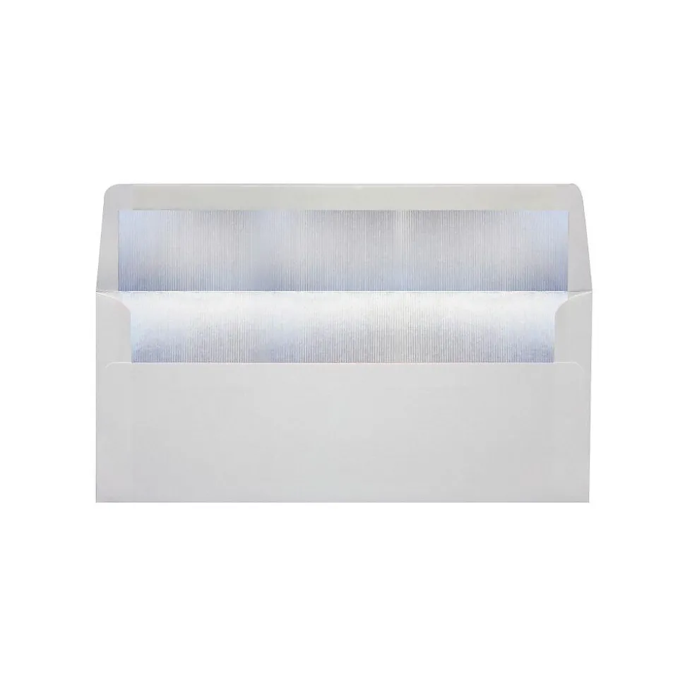 4 1/8" x 9 1/2" #10 60lbs. Envelopes, White With Silver Lining, 50/Pack | LUX Online
