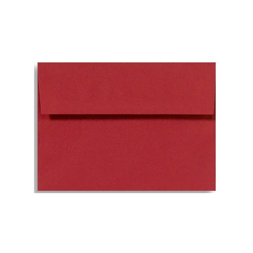 5 3/4" x 8 3/4" 60lbs. Square Flap Envelopes W/Glue, Holiday Red, 50/Pack | LUX Sale