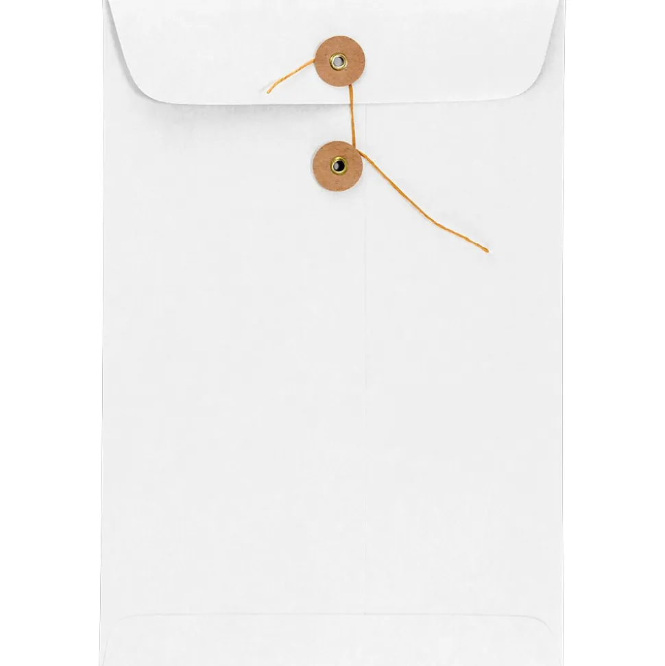 6" x 9" Button & String Envelopes, 250/Box, 28lb. White (69BS-28W-250) | LUX Discount