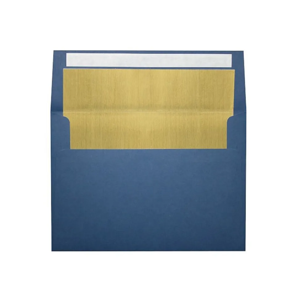 A7 Foil Lined Invitation Envelopes (5 1/4 x 7 1/4) 50/Box, Navy w/Gold Lining (FLNV4880-04-50) | LUX Fashion