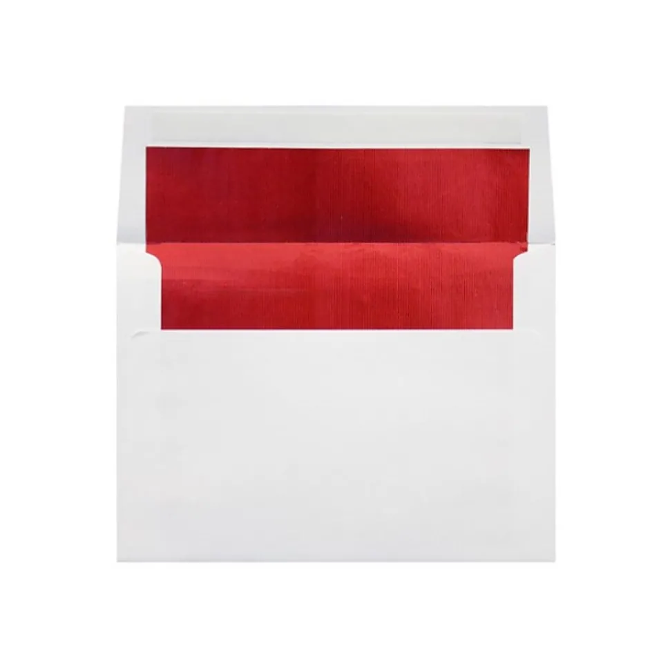 A7 Foil Lined Invitation Envelopes (5 1/4 x 7 1/4) 250/Box, White w/Red Lining (FLWH4880-01-250) | LUX Online