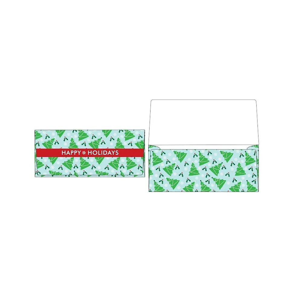 Currency Envelopes (2 7/8 x 6 1/2) 50/Box, Christmas Trees (CUR-97-50) | LUX Cheap