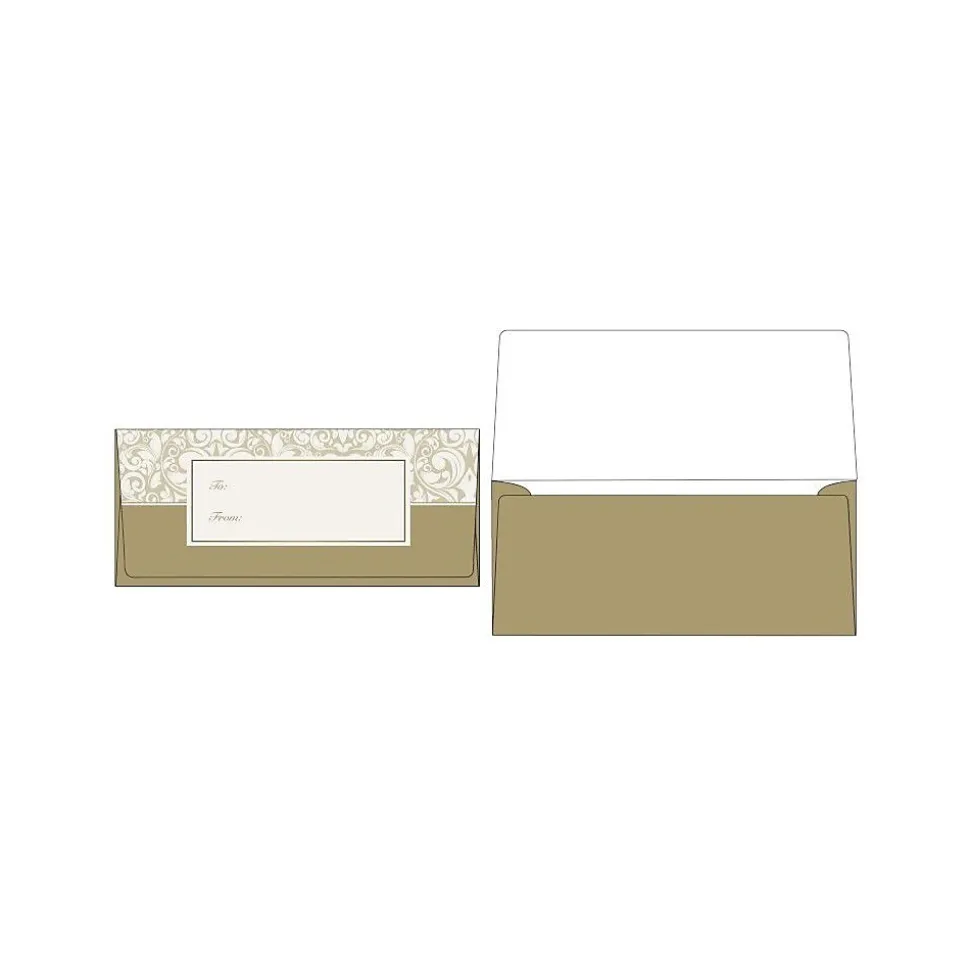 Currency Envelopes (2 7/8 x 6 1/2) 50/Box, Gold Damask (CUR-98-50) | LUX Shop