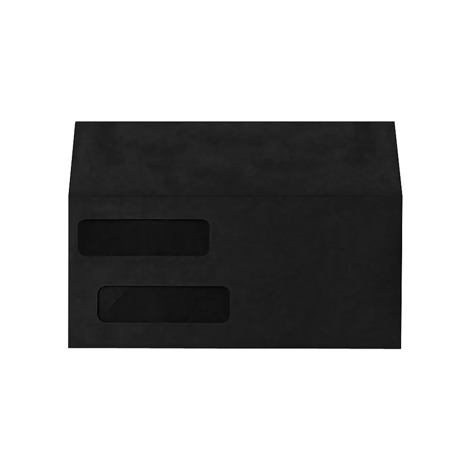 Double Window Invoice Envelopes, 4 1/8 x 9 1/2, Midnight Black 250/Pack | LUX New