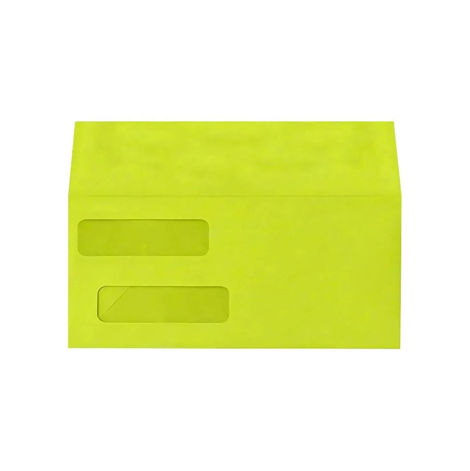 Double Window Invoice Envelopes, 4 1/8 x 9 1/2, Wasabi 250/Pack | LUX Best