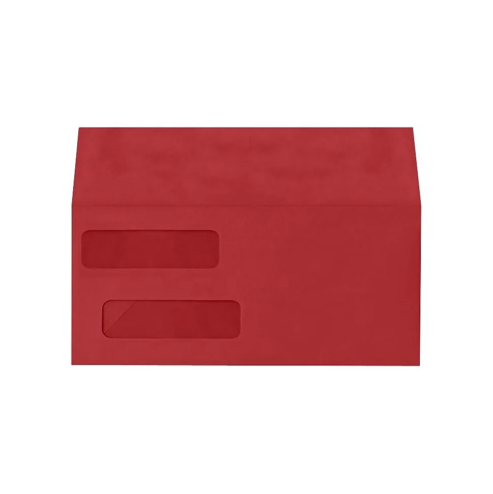 Double Window Invoice Envelopes, 4-1/8 x 9-1/8", Ruby Red, 250/Pack | LUX Fashion