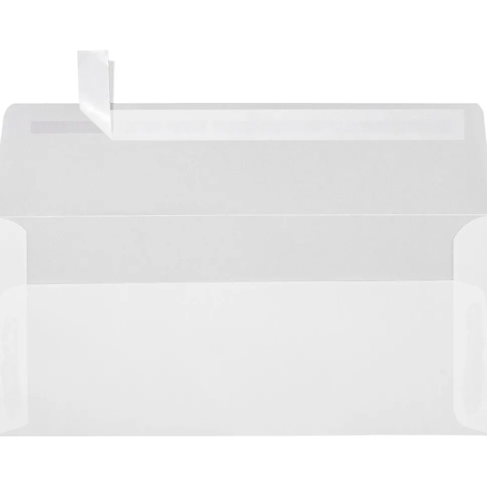 30lbs. 4 1/8" x 9 1/2" #10 Square Flap Envelopes, Clear Translucent, 250/BX | LUX Clearance