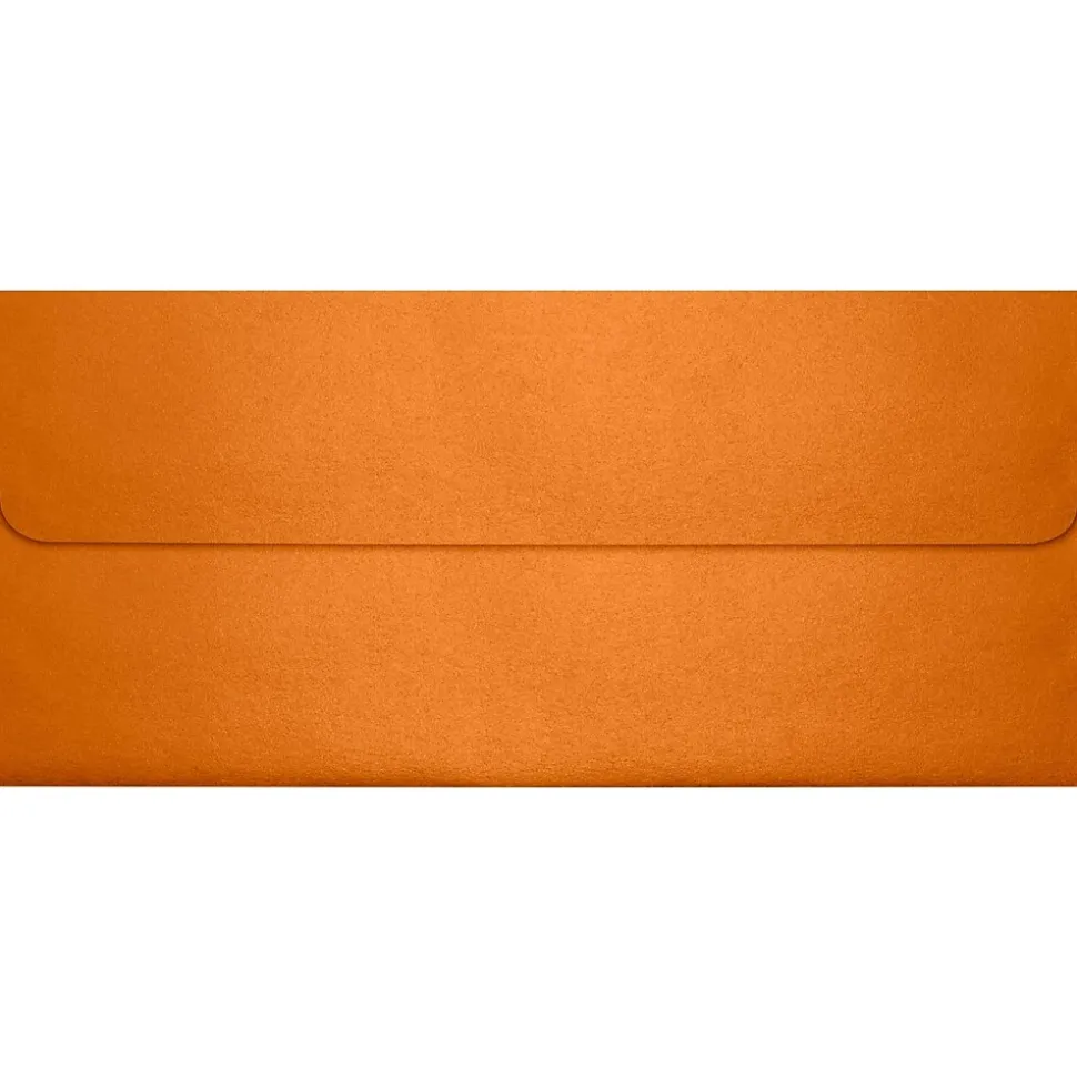 80lbs. 4 1/8" x 9 1/2" #10 Square Flap Envelopes, Flame Metallic Orange, 500/BX | LUX New