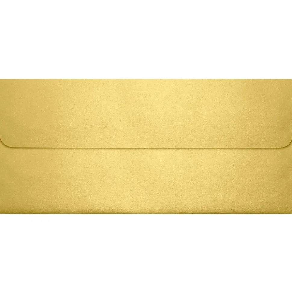 80lbs. 4 1/8" x 9 1/2" #10 Square Flap Envelopes, Gold Metallic, 500/BX | LUX New