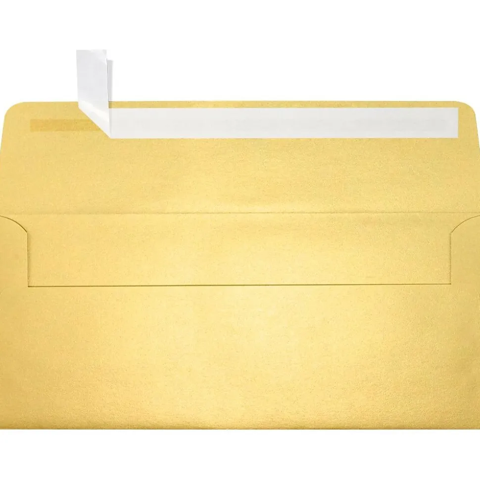 80lbs. 4 1/8" x 9 1/2" #10 Square Flap Envelopes W/Glue, Gold Metallic, 250/BX | LUX New