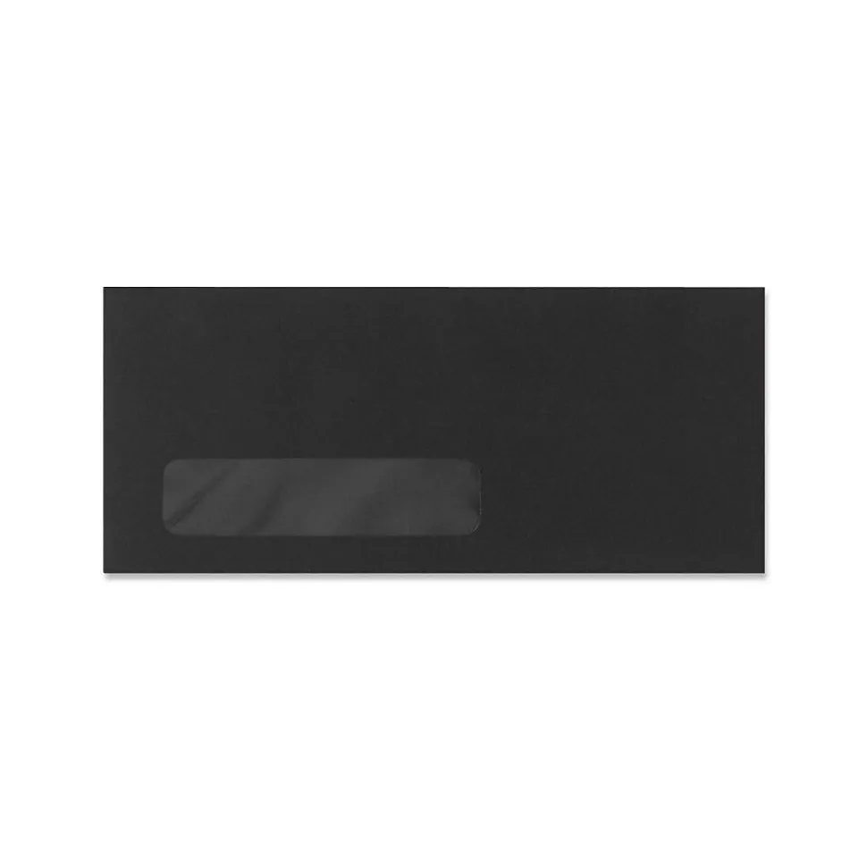 70lbs. 4 1/8" x 9 1/2" #10 Window Envelopes, Midnight Black, 500/BX | LUX New