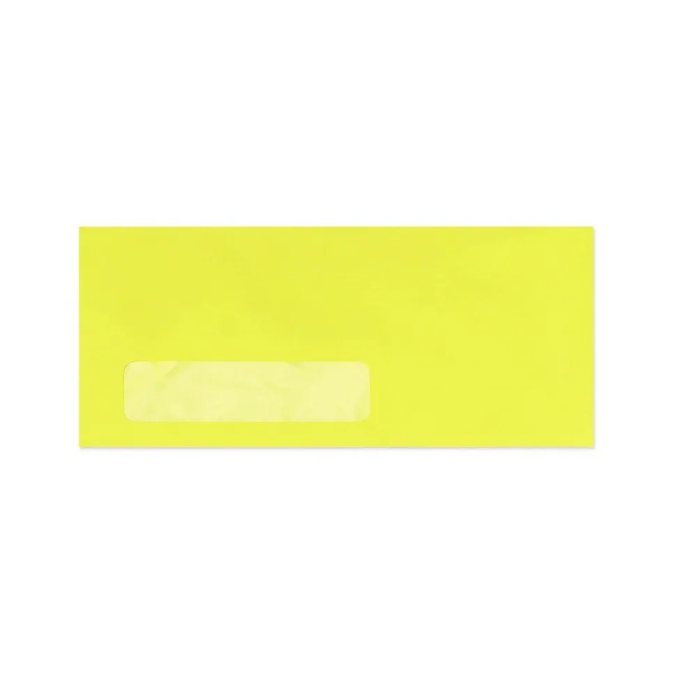 Moistenable Glue #10 Window Envelope, 4 1/2" x 9 1/2", Electric Yellow, 1000/Box (4261-20-1000) | LUX Flash Sale