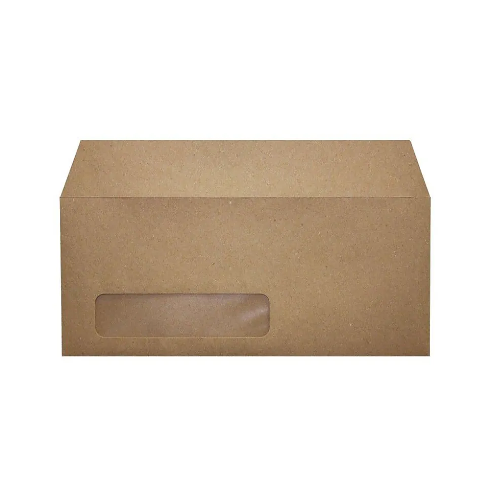 Moistenable Glue #10 Window Envelope, 4 1/2" x 9 1/2", Grocery Bag Brown, 250/Box (4860-WGB-250) | LUX Hot