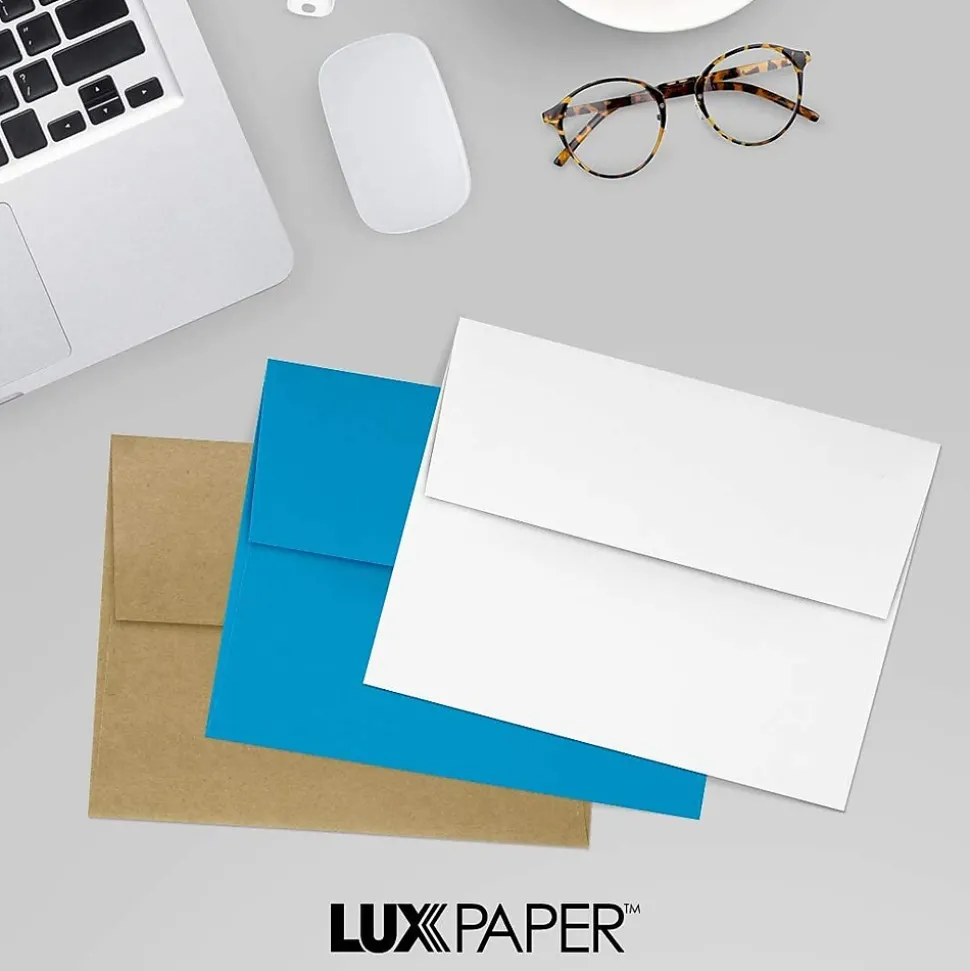 Moistenable Glue A2 Invitation Envelope, 5 3/4" x 4 3/8", Bright White, 1000/Box (72924-1000) | LUX Best
