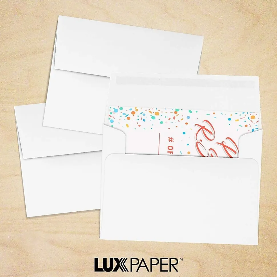 Moistenable Glue A2 Invitation Envelope, 5 3/4" x 4 3/8", Bright White, 1000/Box (72924-1000) | LUX Best
