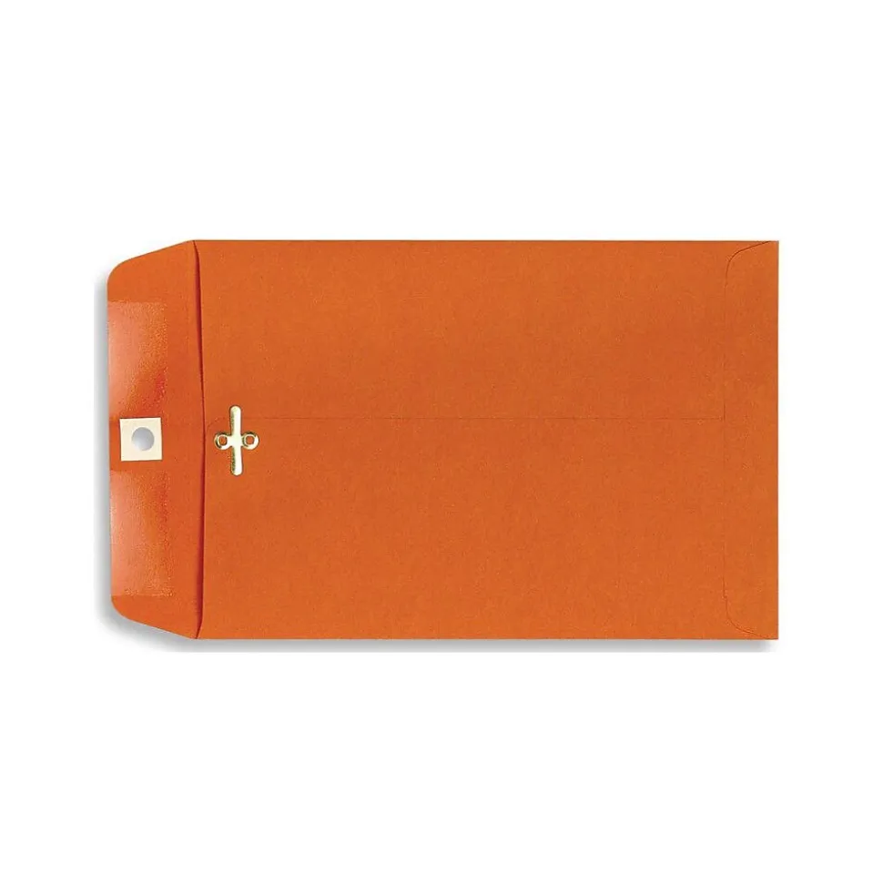 Open End Clasp Envelopes, 9" x 12", Bright Orange, 100/Pack (92938-100) | LUX Hot