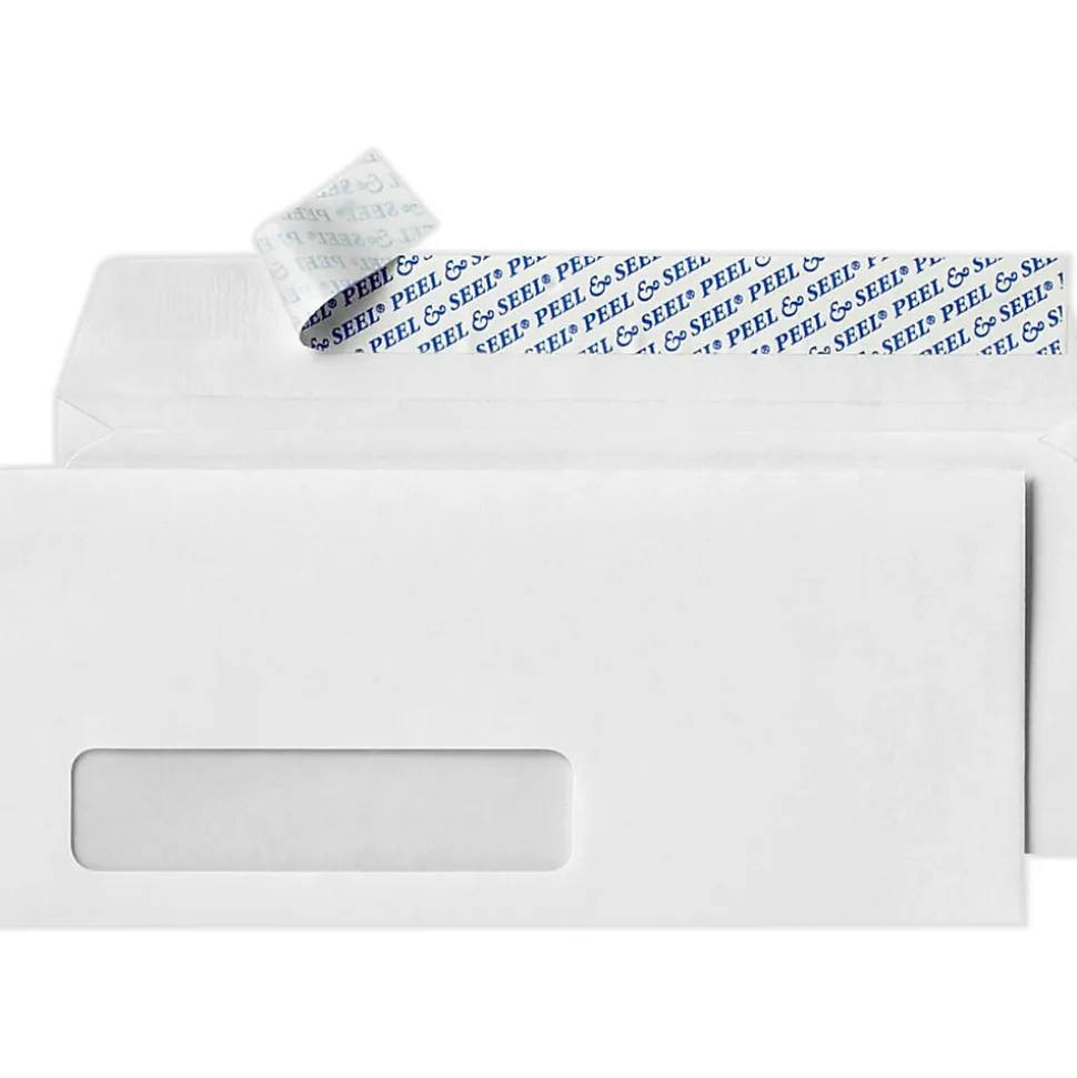 Peel & Seel Self Seal #10 Window Envelope, 4 1/2" x 9 1/2", White, 50/Pack (75761-50) | LUX Flash Sale