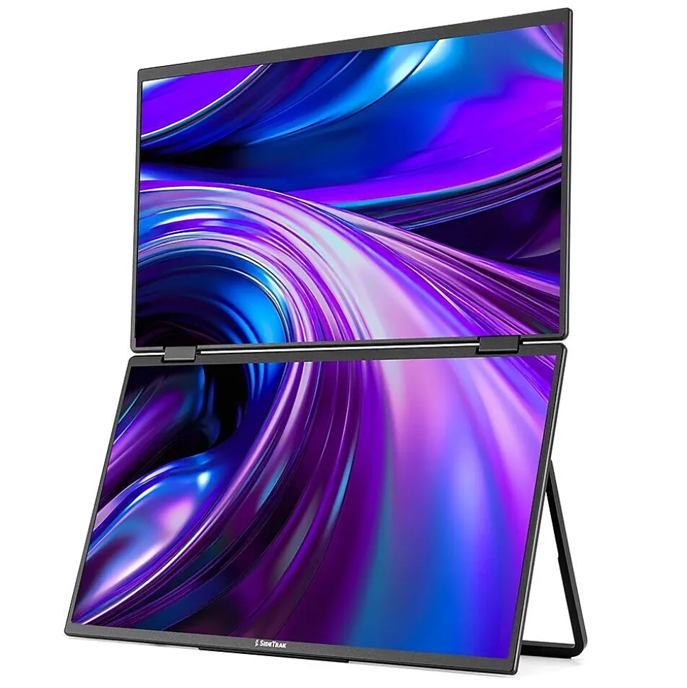 SideTrak SoloBook 15.6" 60 Hz Stacked Dual Portable LCD Monitor, Black (STFRHDBK15BL) | Luxor Clearance