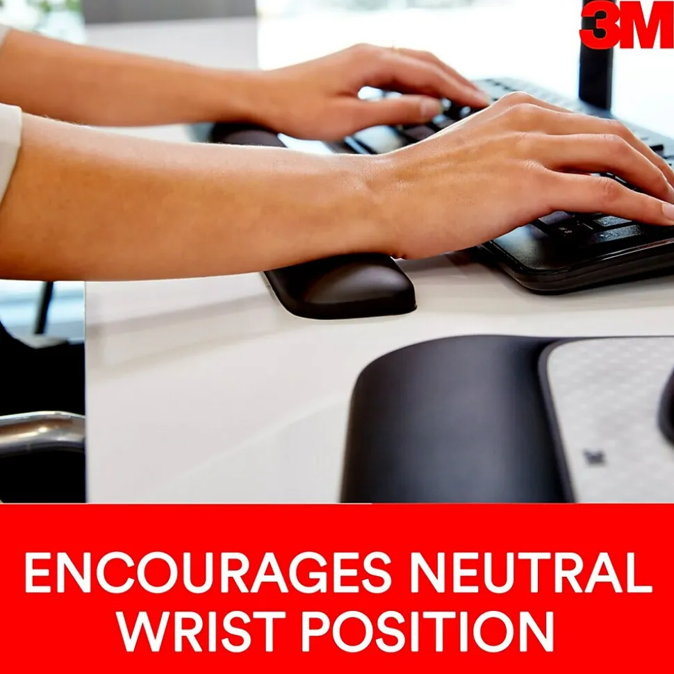Gel Wrist Rest for Keyboards, Black, Soothing Gel Technology for Comfort and Support (WR85B) | 3M New