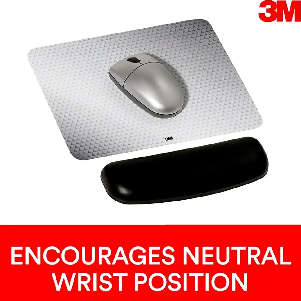 Gel Wrist Rest for Mouse, Black, Easy to Clean Cover, Anti-microbial Product Protection (WR305LE) | 3M Clearance