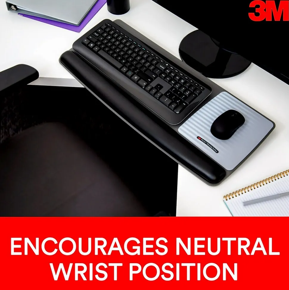 Gel Wrist Rest with Platform for Keyboard and Mouse, Gray, Tilt Adjustable, Precise Mouse Pad (WR422LE) | 3M Best Sale