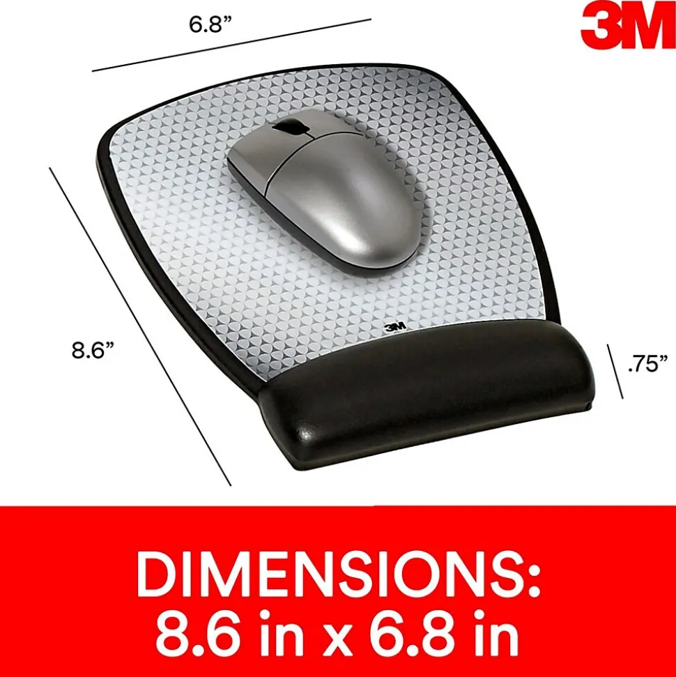 Precise Mouse Pad with Gel Wrist Rest, Optical Mouse Performance, Battery Saving Design, 6.8" x 8.6", Vertex (MW309LE) | 3M Best Sale