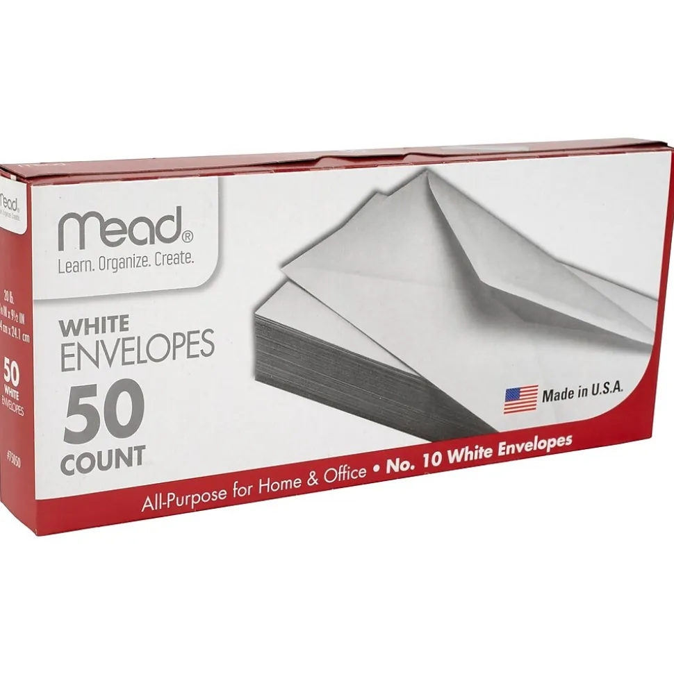 #10 Business Envelopes, 4-1/8" x 9-1/2", White, 50/Pack (75050) | Mead New