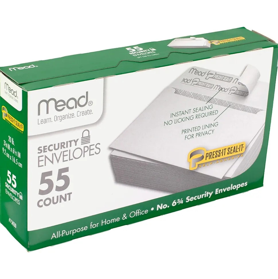 Kraft Self Seal Security Tinted #6 Business Envelope, 3 5/8" x 6 1/2", 55/Box, 12 Boxes/Bundle (MEA75030-12) | Mead Clearance