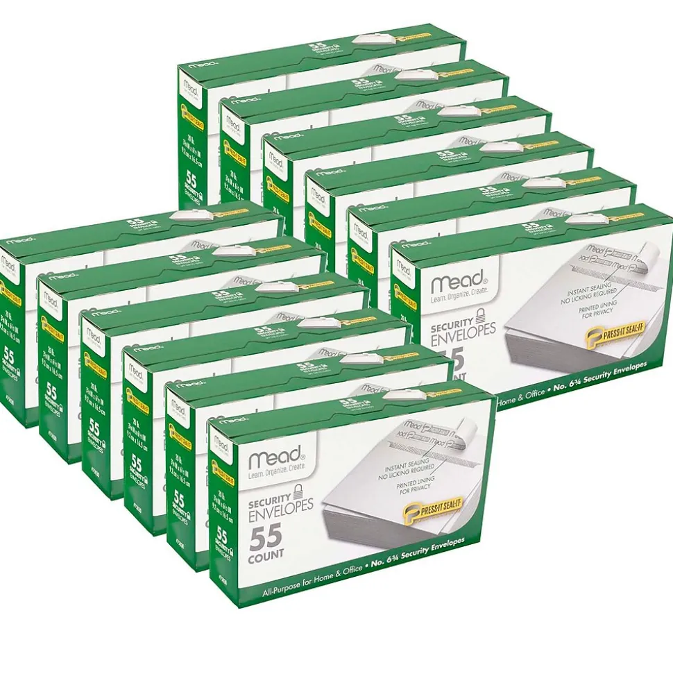 Kraft Self Seal Security Tinted #6 Business Envelope, 3 5/8" x 6 1/2", 55/Box, 12 Boxes/Bundle (MEA75030-12) | Mead Clearance