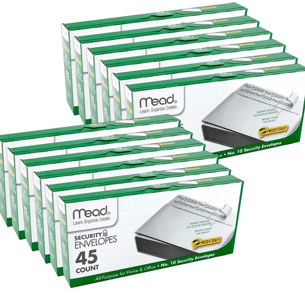 Kraft Self Seal Security Tinted #10 Business Envelope 4 1/8" x 9 1/2", 45/Box, 12 Boxes/Bundle (MEA75026-12) | Mead Shop