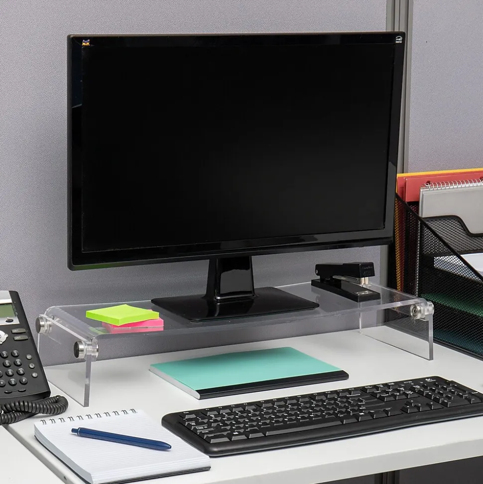 Desktop Organizer Riser Monitor Stand, Clear (ACRMON-CLR) | Mind Reader Fashion