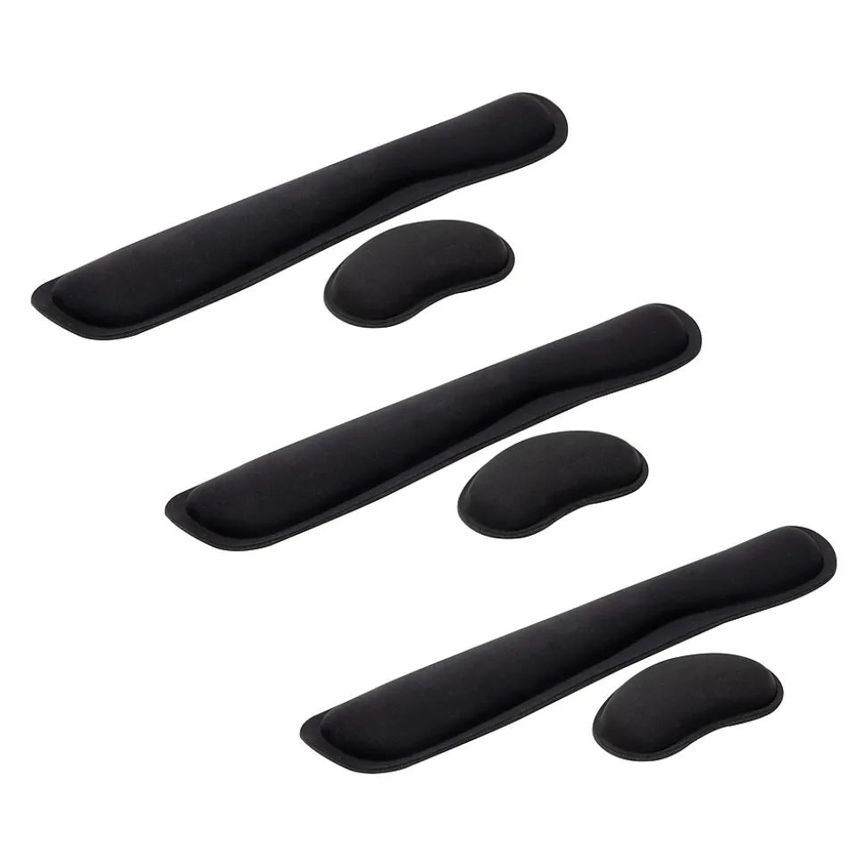 Memory Foam Gaming Ergonomic Keyboard and Mouse Wrist Rest Set, Black, 3/Pack (3WRESTGEL-BLK) | Mind Reader Hot