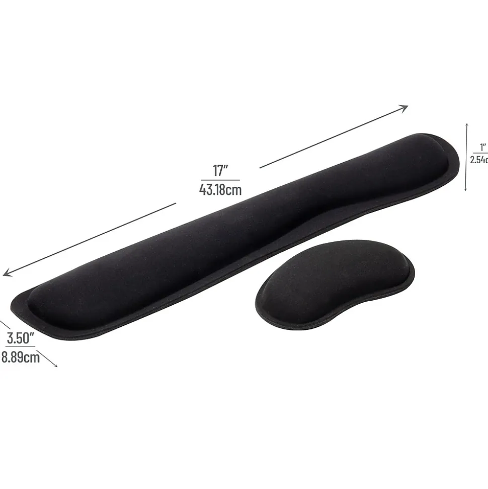 Memory Foam Gaming Ergonomic Keyboard and Mouse Wrist Rest Set, Black, 3/Pack (3WRESTGEL-BLK) | Mind Reader Hot