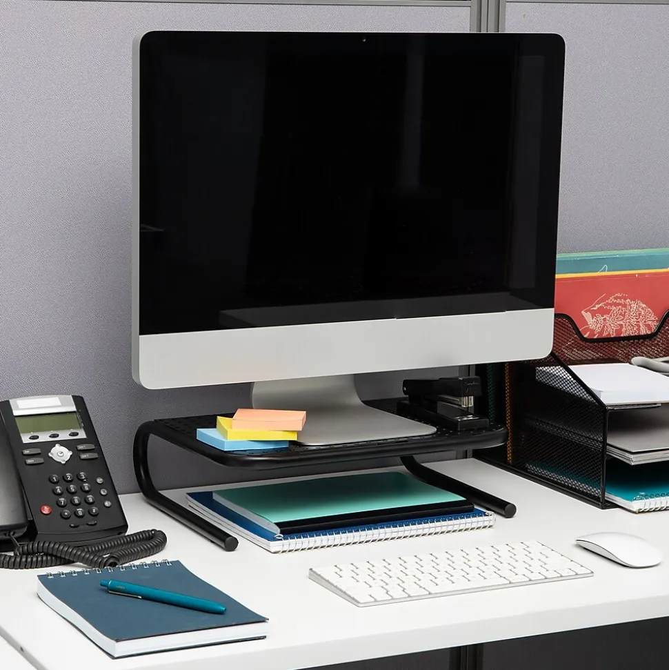 Monitor Stand and Ventilated Laptop Riser, Black (METMONST-BLK) | Mind Reader Sale