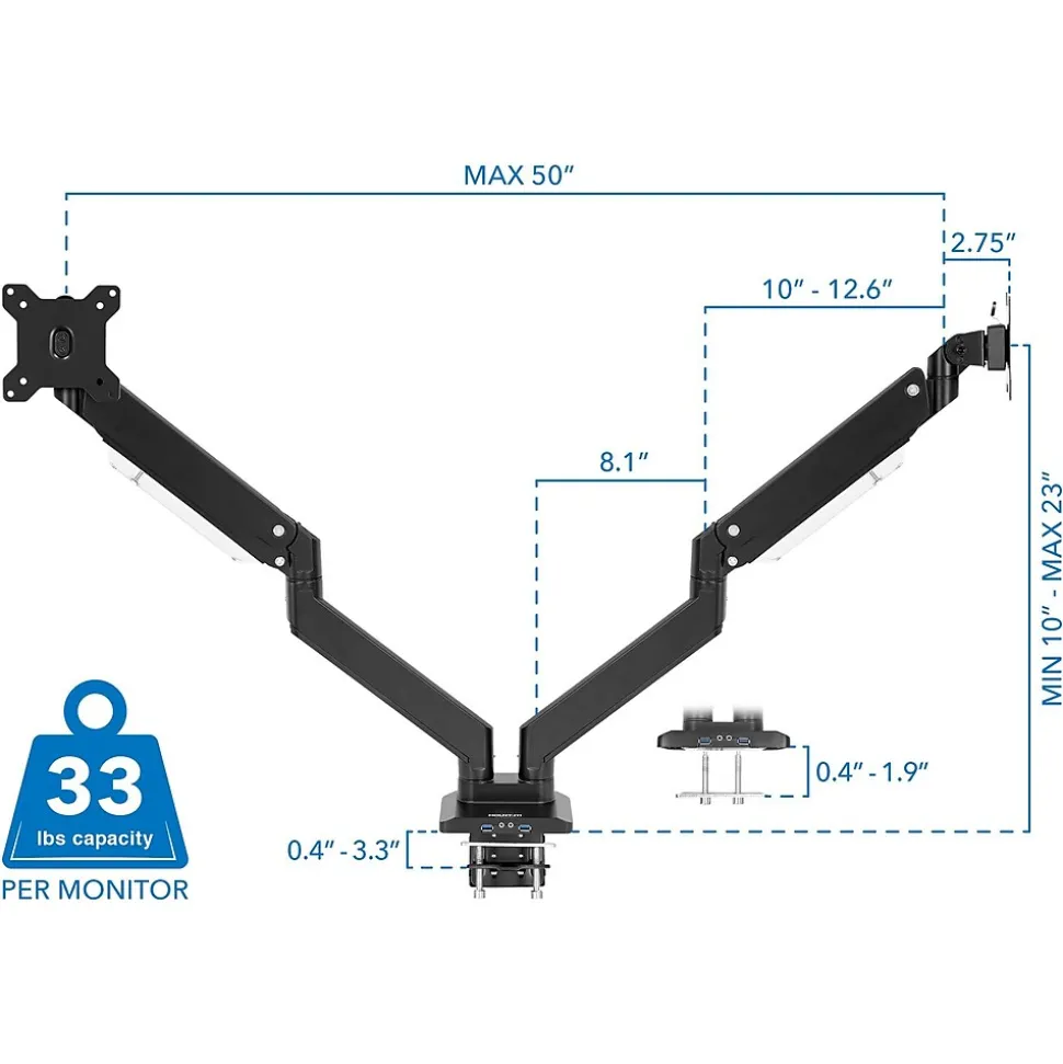 Adjustable Dual-Monitor Mount, Up to 35", Black (MI-4772) | Mount-It! Cheap