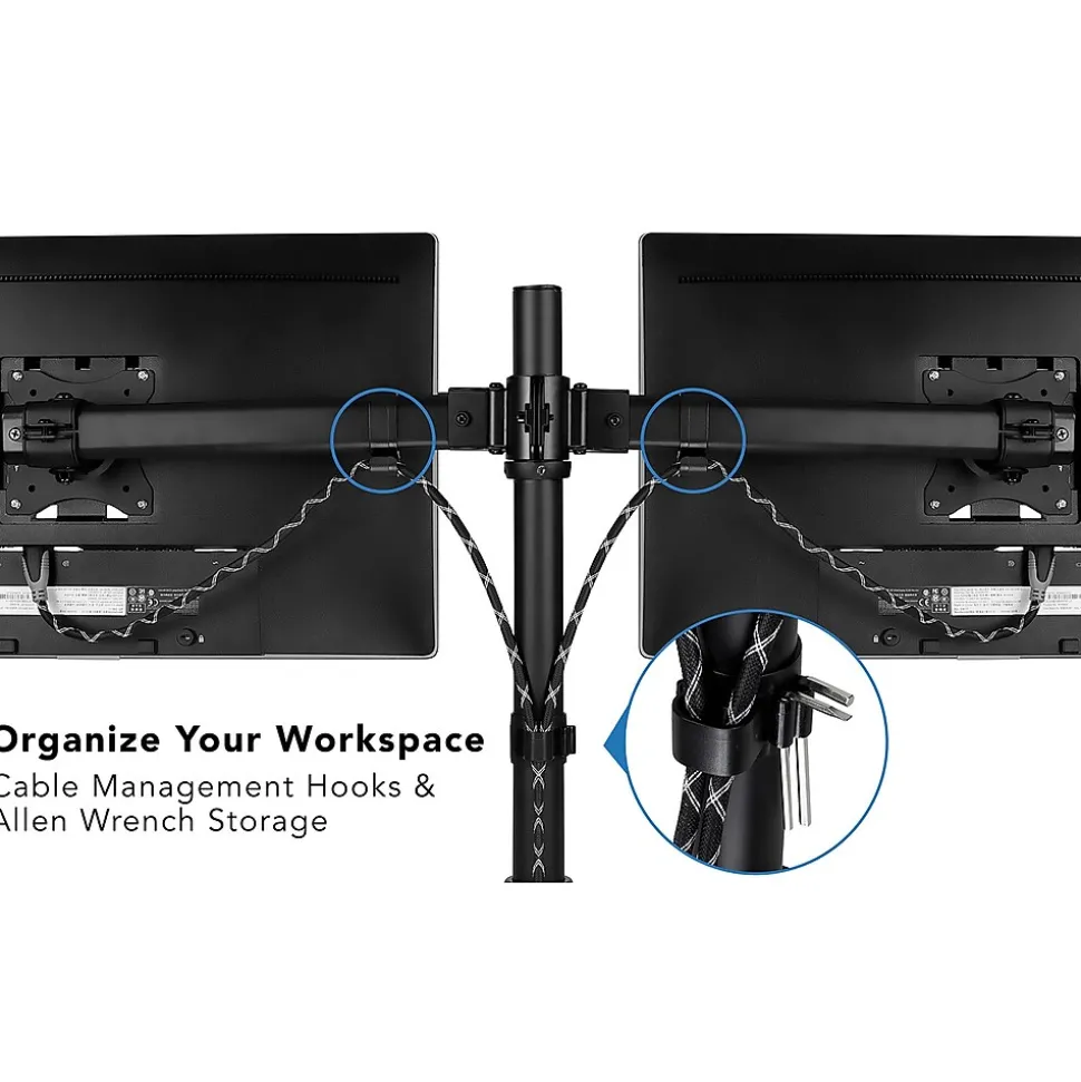 Dual Monitor Desk Mount for 13" to 27" Monitors, Black (MI-2772) | Mount-It! New