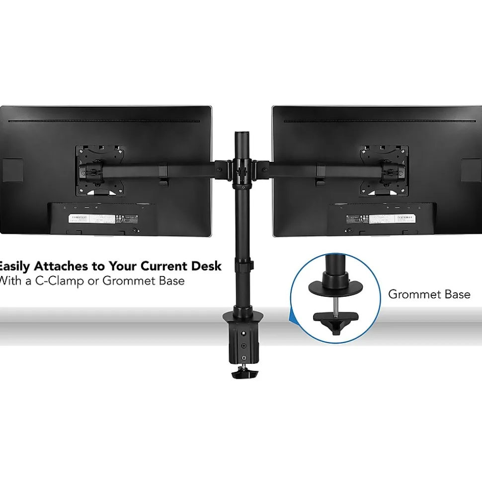 Dual Monitor Desk Mount for 13" to 27" Monitors, Black (MI-2772) | Mount-It! New